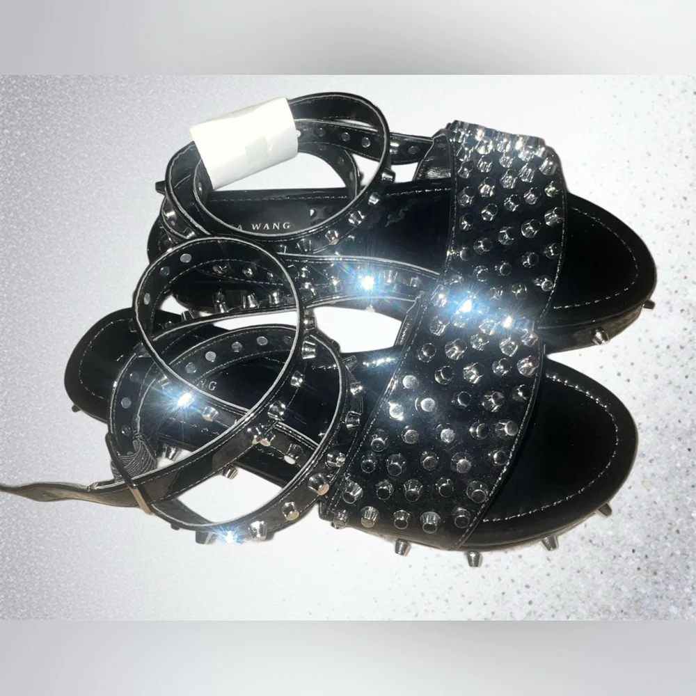 Dolls Kill Goth Punk Glam Vinyl Studded Gladiator Sandals - Picture 3 of 3